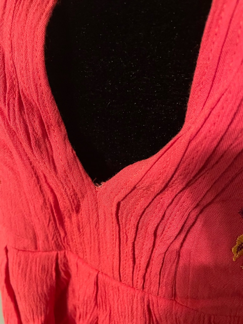 NWT Free People Bohemian Coral Embroidered Long-Sleeve Dress - Picture 8 of 8